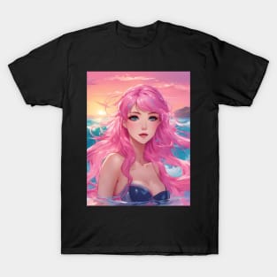 Chibi Cutie Adorable Anime Girl Hot Bikini Sea Sytle T-Shirt